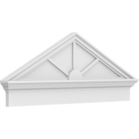 Ekena Millwork Peaked Cap 3 Spoke Architectural PVC Combination Pediment, 44"W x 17-7/8"H x 2-3/4"P (Pitch 6/12) PEDPC044X180PKC03